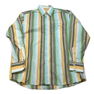 Lacoste Striped Shirt Mens Large‎ 42 Long Sleeve Button Down Colorful France